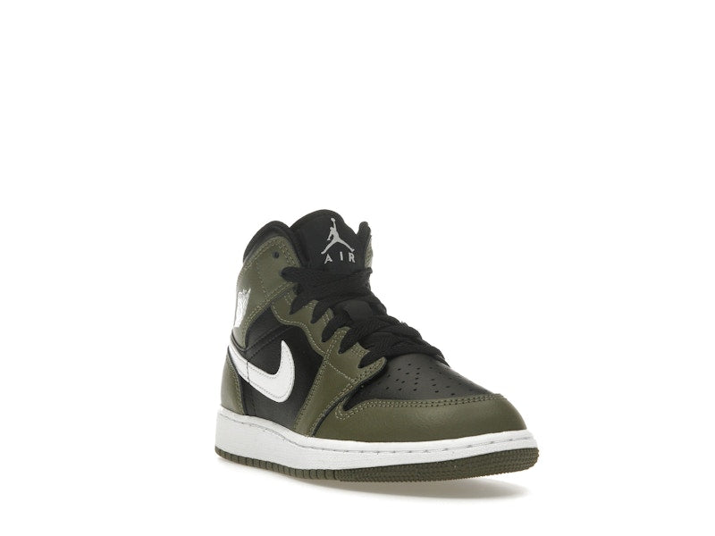 Jordan 1 Mid Black White Olive (GS)