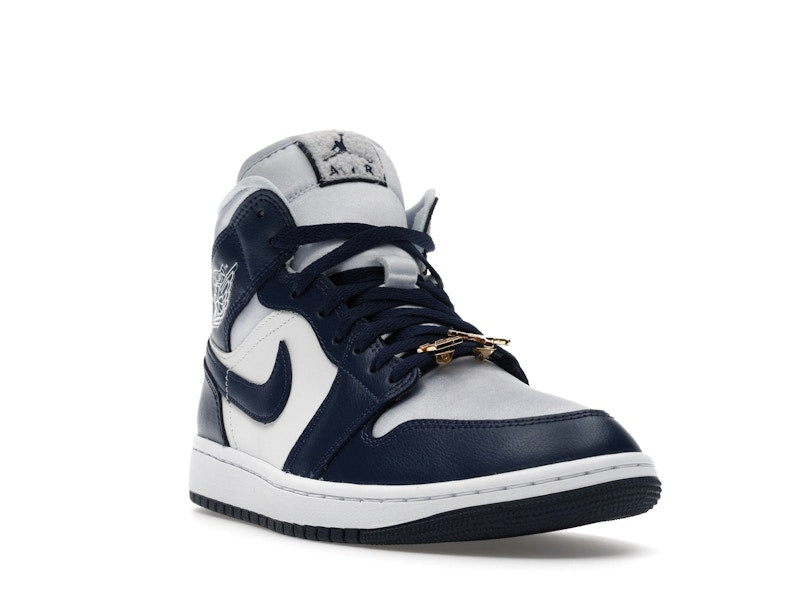 Jordan 1 Mid Football Grey White Midnight Navy (Women's)