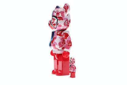 Bearbrick x Bape x Mika Ninagawa Shark 100% & 400% Set Pink