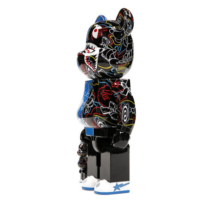 Bearbrick x BAPE Line Camo Shark 100% & 400% Set Blue/Black