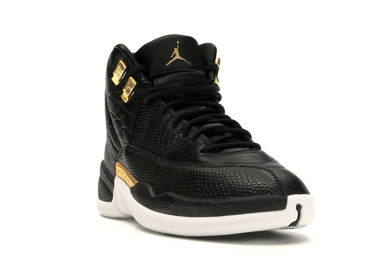 Jordan 12 Retro Black Metallic Gold White (Women's)