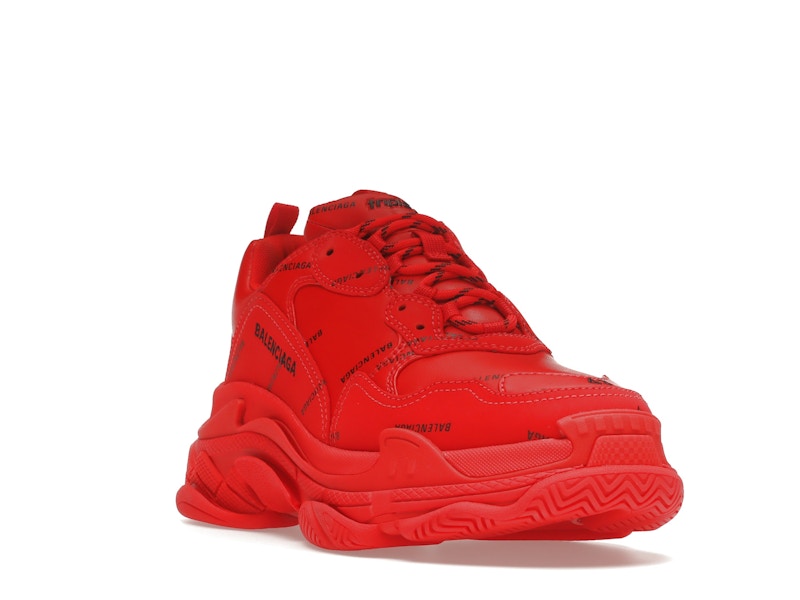 Balenciaga Triple S Allover Logo Red