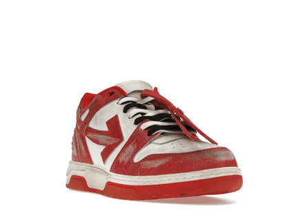 OFF-WHITE Out Of Office OOO Low Tops Red White Vintage Distressed Leather