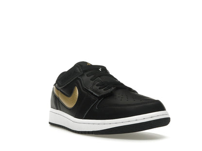 Jordan 1 Low FlyEase Black White Metallic Gold