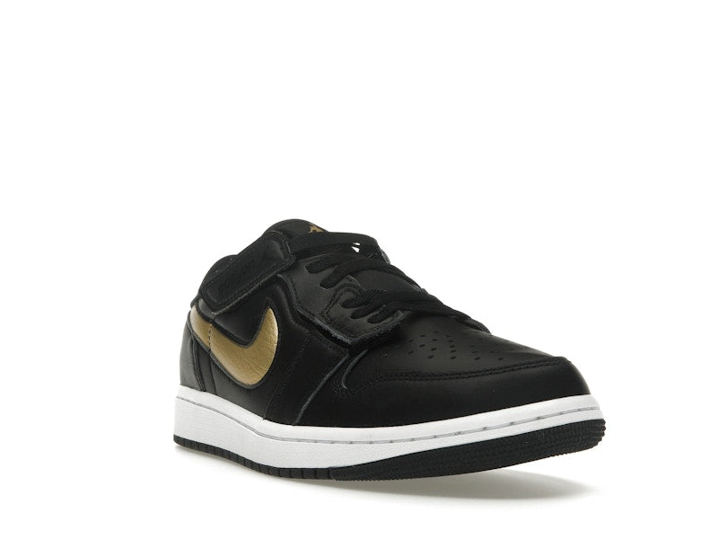 Jordan 1 Low FlyEase Black White Metallic Gold