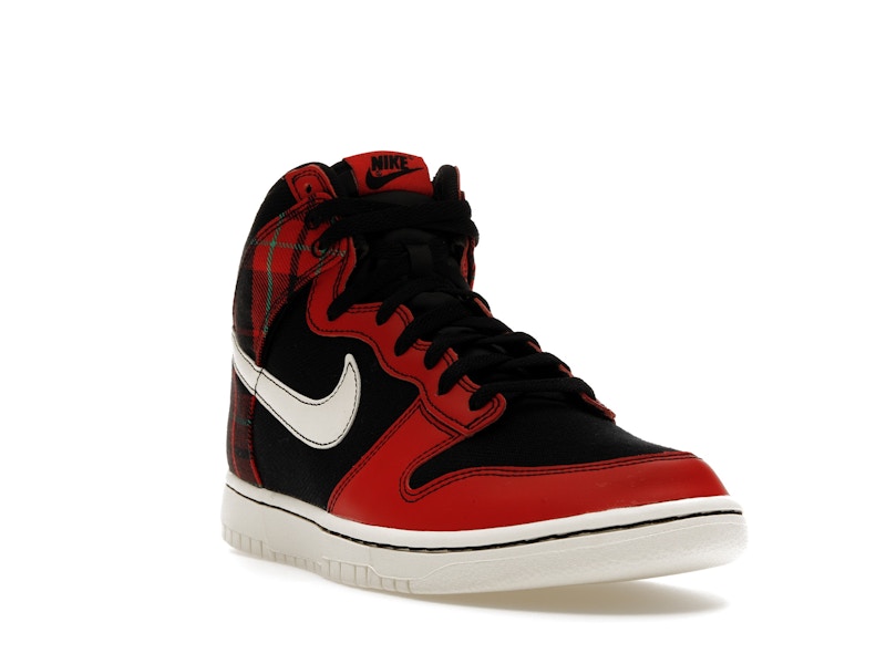 Nike Dunk High SE Tartan Plaid Black University Red