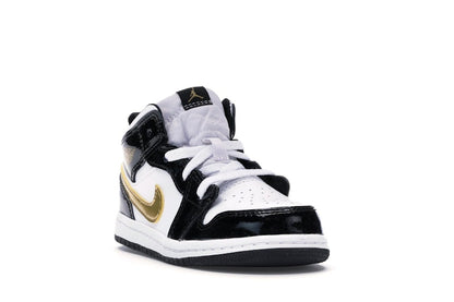 Jordan 1 Mid Patent Black White Gold (TD)