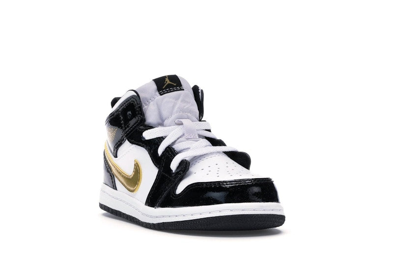 Jordan 1 Mid Patent Black White Gold (TD)