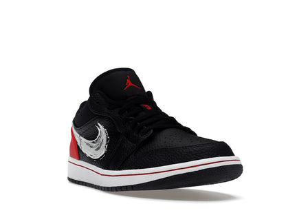 Jordan 1 Low Brushstroke Swoosh Black