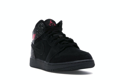 Jordan 1 Mid Black Rush Pink White Splatter (GS)