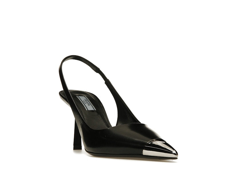 Prada 75mm Slingback Pump Black Leather