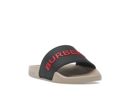 Burberry Embossed Logo Slide Black Red Tan (Women's)