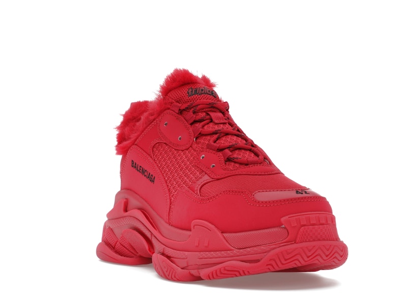 Balenciaga Triple S Faux Fur Burgundy