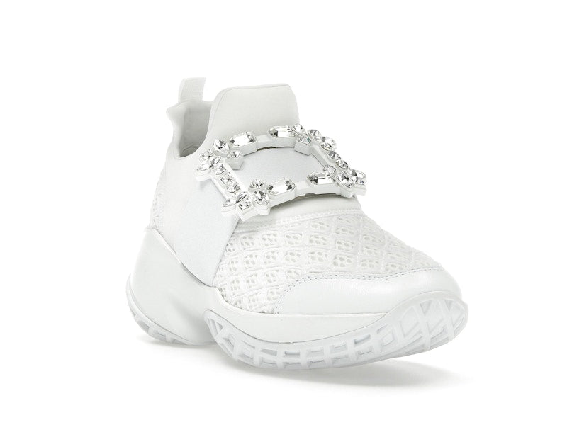 Roger Vivier Viv' Run Fabric White Crystal Buckle (Women's)