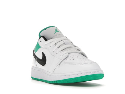 Jordan 1 Low White Lucky Green Tumbled Leather (GS)