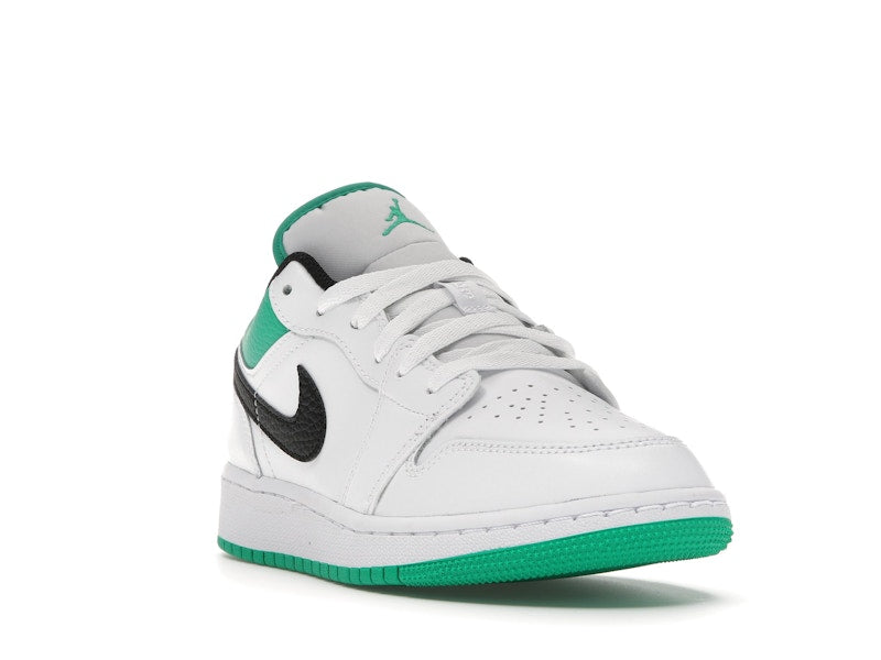 Jordan 1 Low White Lucky Green Tumbled Leather (GS)
