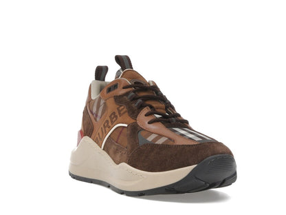 Burberry Check and Suede Sneakers Dark Birch Brown