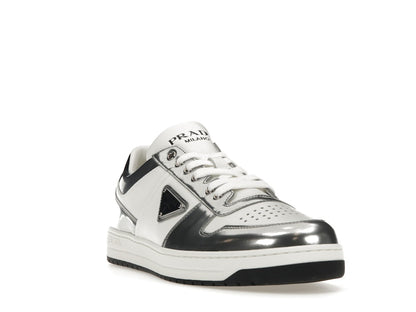 Prada Downtown Low Top Sneakers Leather White Silver