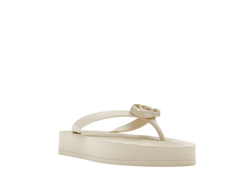 Gucci Chevron Thong Sandal White Rubber