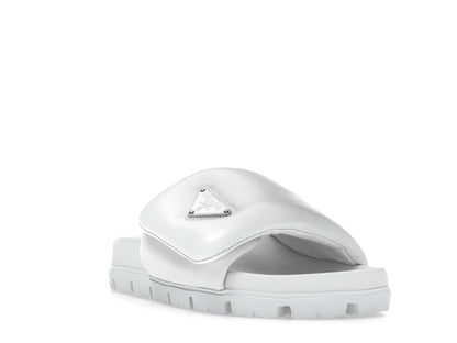 Prada Soft Padded 20mm Slide Sandal White Nappa Leather