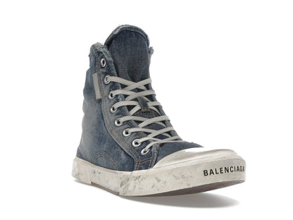 Balenciaga Paris High Top Blue Destroyed Denim