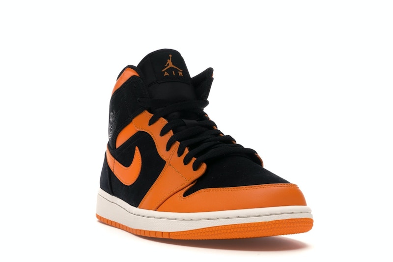 Jordan 1 Mid Black Orange Peel