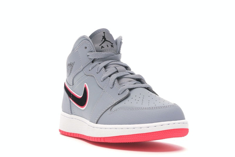 Jordan 1 Mid Wolf Grey Racer Pink Black (GS)