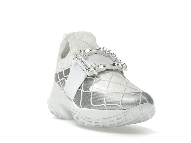Roger Vivier Viv' Run Fabric Silver Crystal Buckle (Women's)