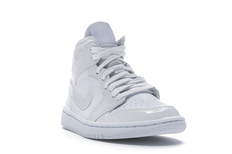 Jordan 1 Mid Triple White Patent Swoosh (Women's)