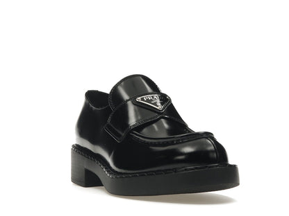 Prada Chocolate 50mm Loafer Black Brushed Leather