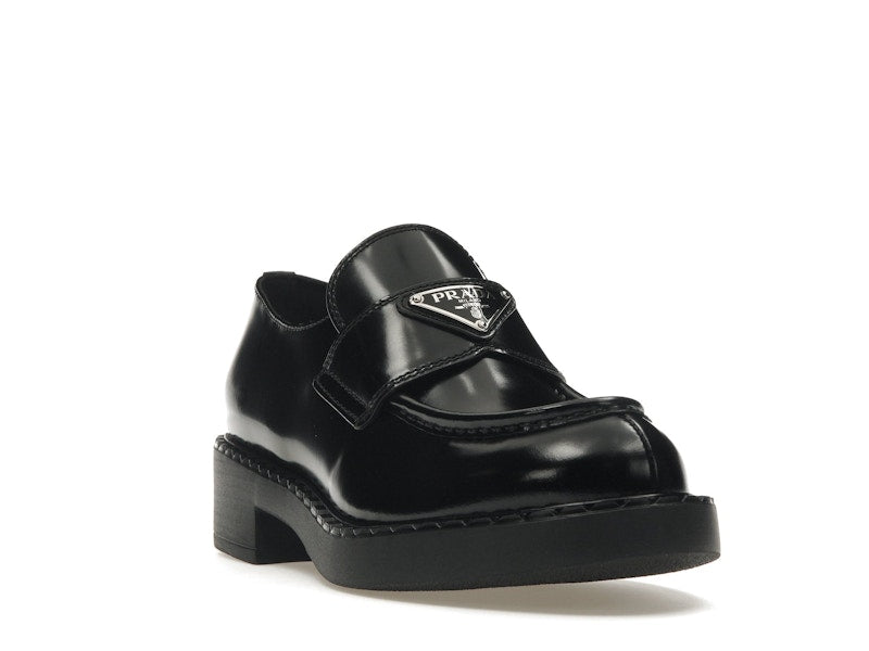Prada Chocolate 50mm Loafer Black Brushed Leather
