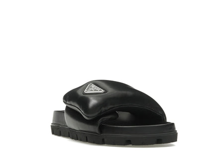 Prada Soft Padded 20mm Slide Sandal Black Nappa Leather