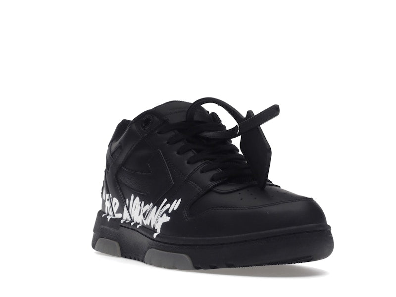 OFF-WHITE Out Of Office OOO "For Walking" Low Tops Black White