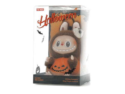 Pop Mart Labubu Happy Halloween Party Series-Sitting Pumpkin Vinyl Plush Pendant