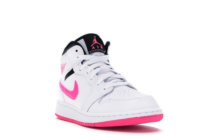 Jordan 1 Mid White Black Hyper Pink (GS)