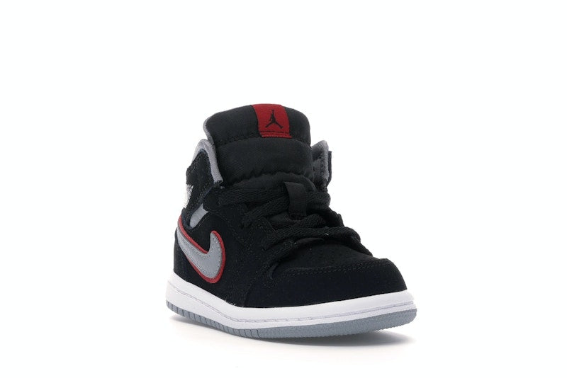 Jordan 1 Mid Black Particle Grey Gym Red (TD)