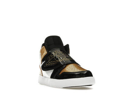 Sky Jordan 1 Mid Black Metallic Gold White (PS)