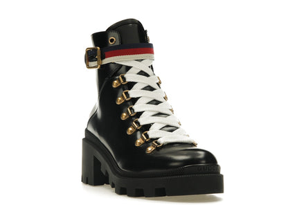 Gucci Sylvie Web 55mm Ankle Boot Black Leather