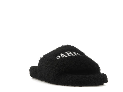 Balenciaga Paris Furry Slide Black