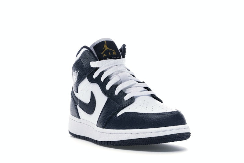 Jordan 1 Mid White Metallic Gold Obsidian (GS)