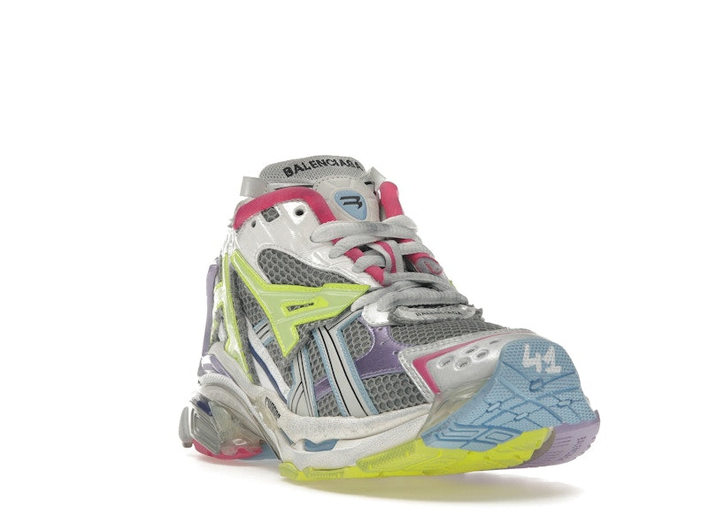 Balenciaga Runner Leather Free Grey Light Purple Neon Yellow White
