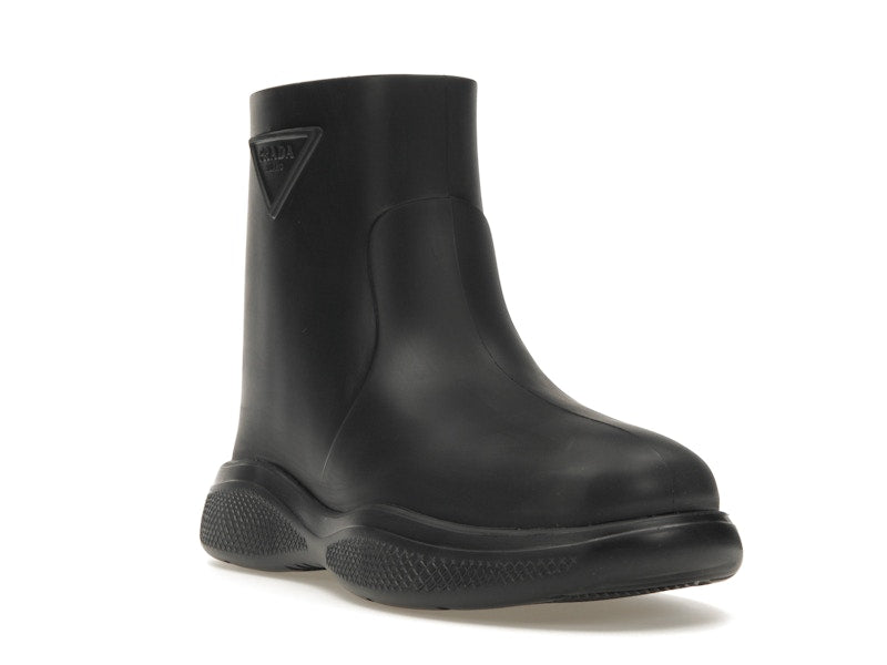 Prada Pull-On Rain Booties Black Rubber