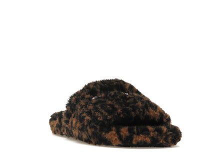 Balenciaga Furry Slide Leopard Brown Black