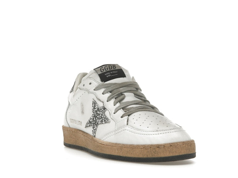 Golden Goose Ball Star White Silver Glitter (Women's)