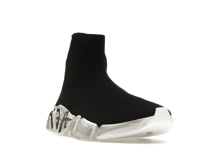 Balenciaga Speed 2.0 Graffiti Recycled Knit Black White