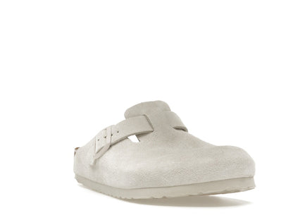 Birkenstock Boston Soft Footbed Suede Antique White