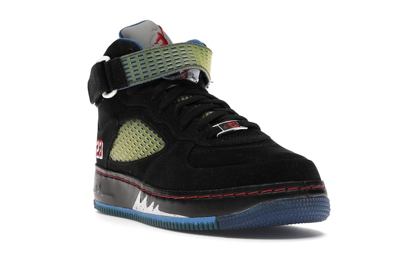 Jordan AJF 5 Black Blue Ribbon Varsity Red