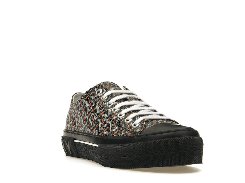 Burberry Monogram Pattern Low Top Black Orange Canvas