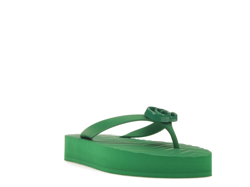 Gucci Chevron Thong Sandal Green Rubber