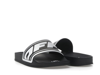 OFF-WHITE Embossed Logo Pool Slides Black White (Women's)